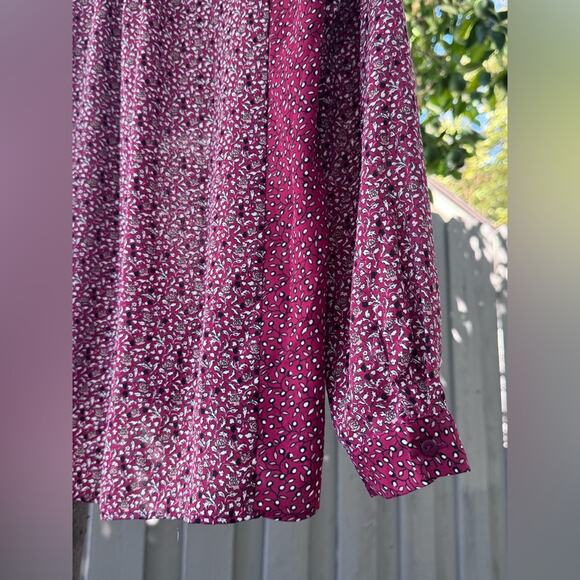 Zara Basic Burgundy Floral Patchwork Blouse – Size L - Picture 4 of 6